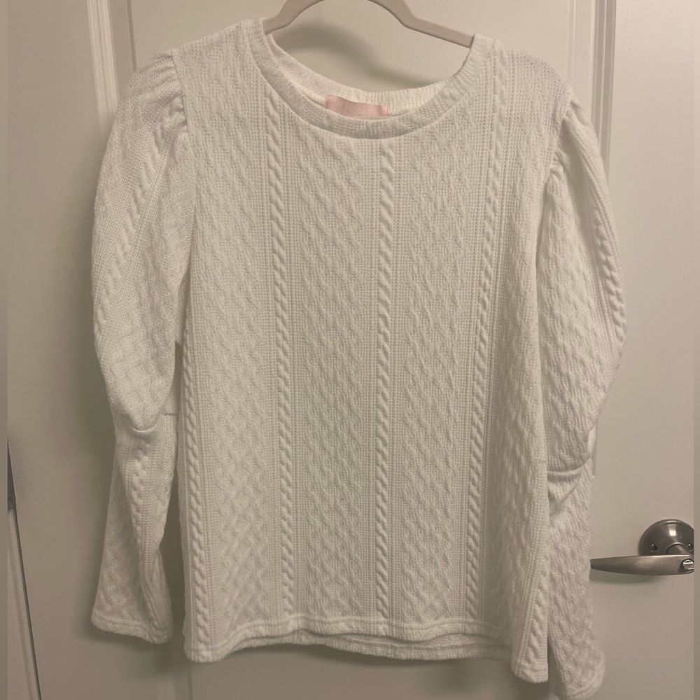 White Cable Knit Pattern Sweatshirt
